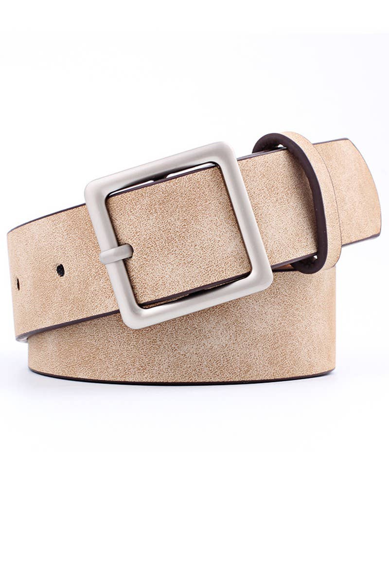 The Intentional Pause-Minimalist Sand Buckled Belt