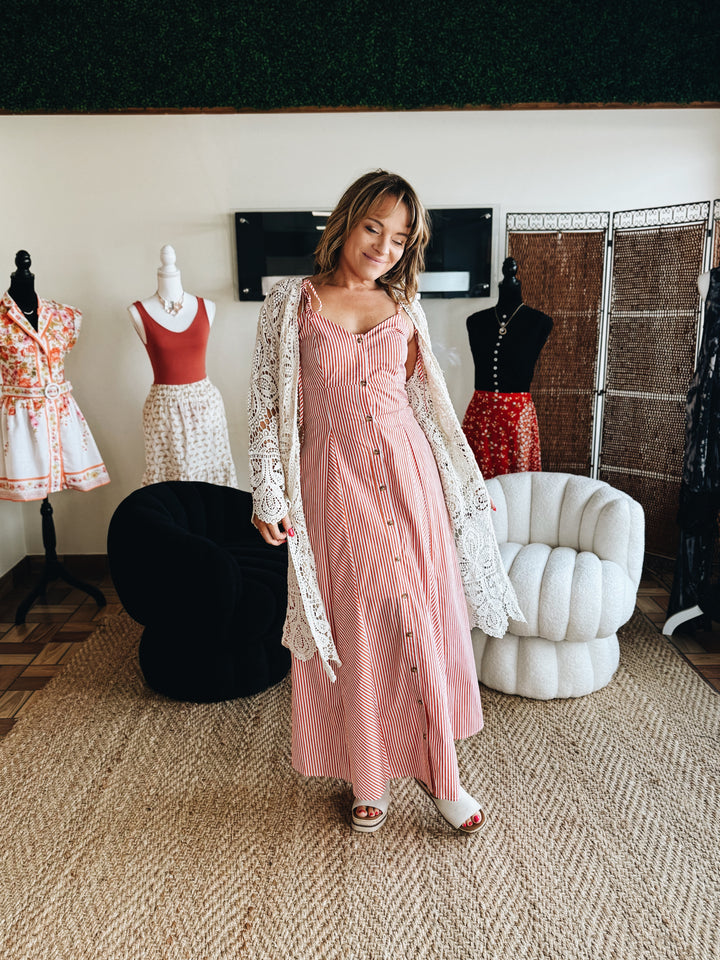 The Sunset Stripe Midi Dress