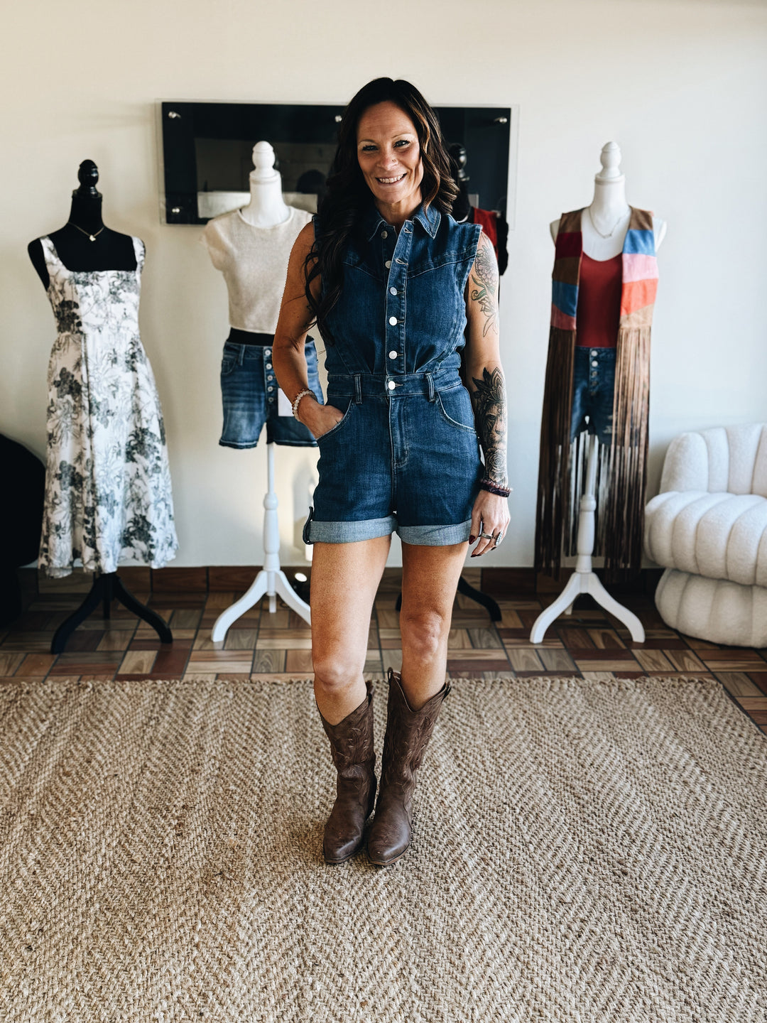The Westline Denim Romper