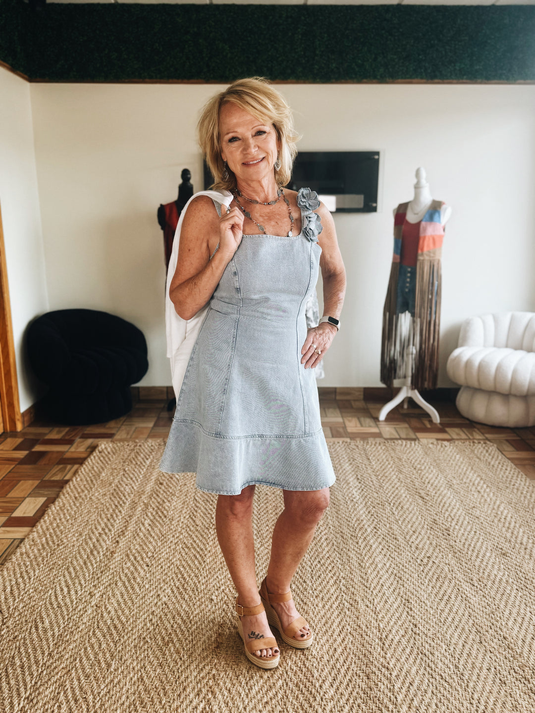 The Petal Structure Denim Dress