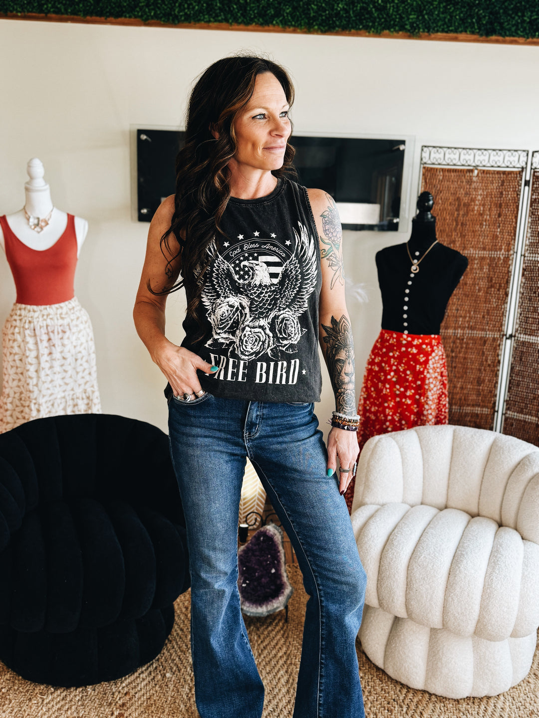 The Free Bird Graphic Tank (Black)