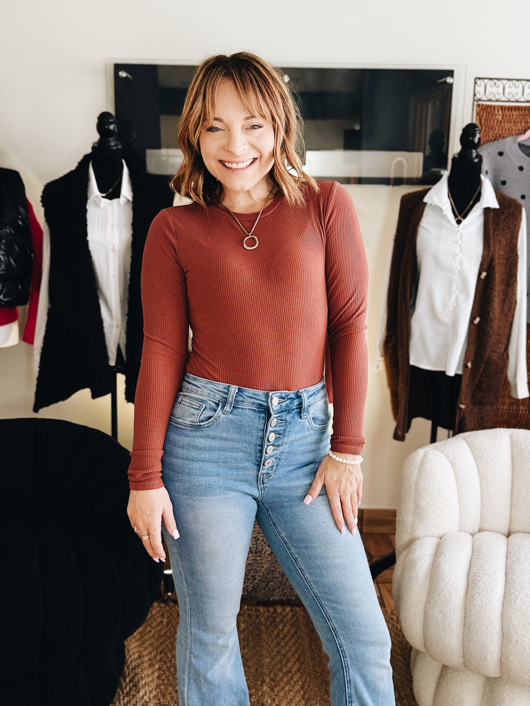 The Steady Flame Bodysuit (Color: Mineral Red)
