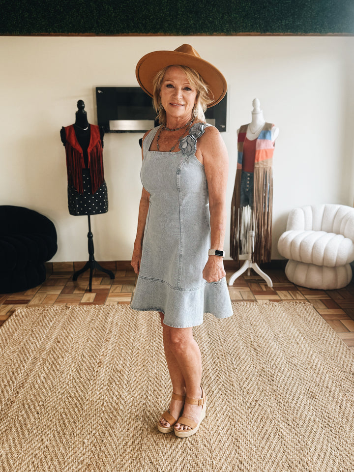 The Petal Structure Denim Dress