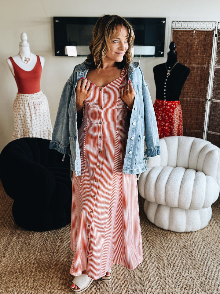 The Sunset Stripe Midi Dress