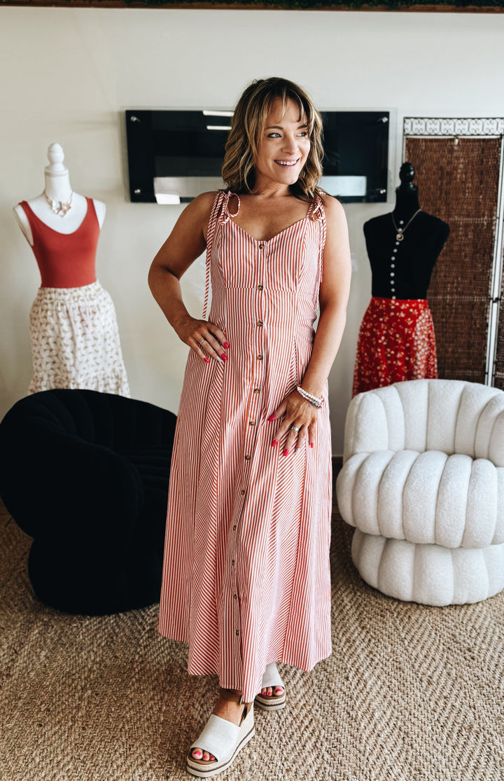 The Sunset Stripe Midi Dress