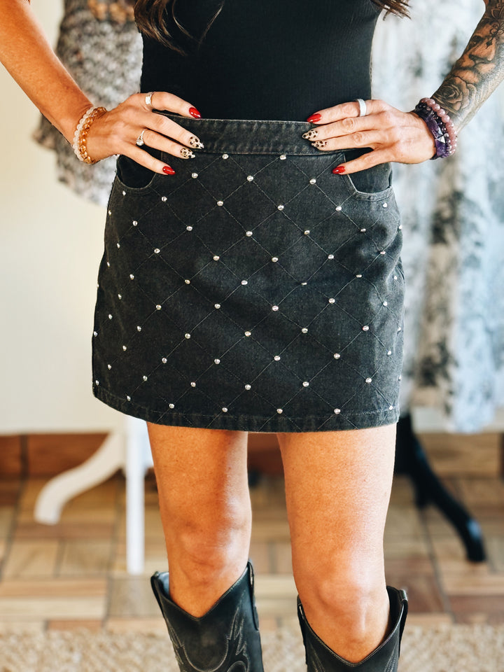 Onyx Stud Grid Skirt