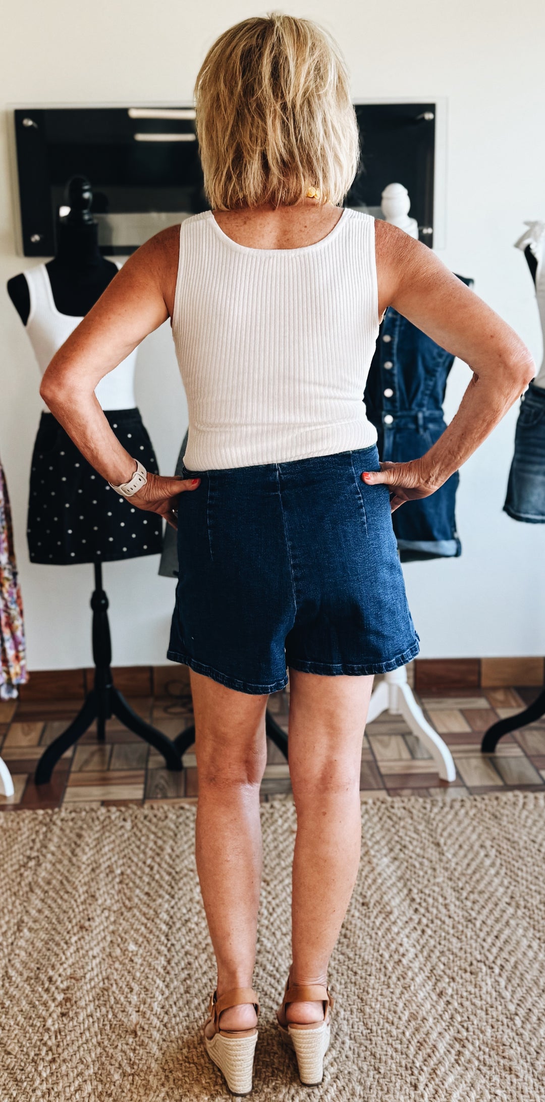 Unraveled Denim Midi Skort