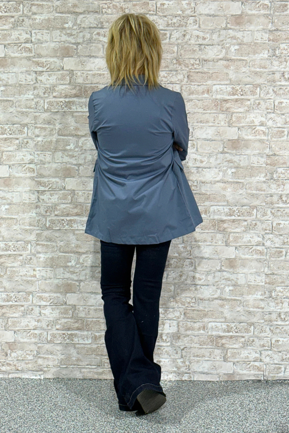 The Clean Cut-Structured Blue Blazer with Pattern Cuff