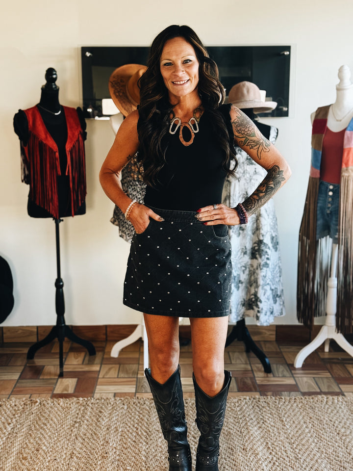 Onyx Stud Grid Skirt