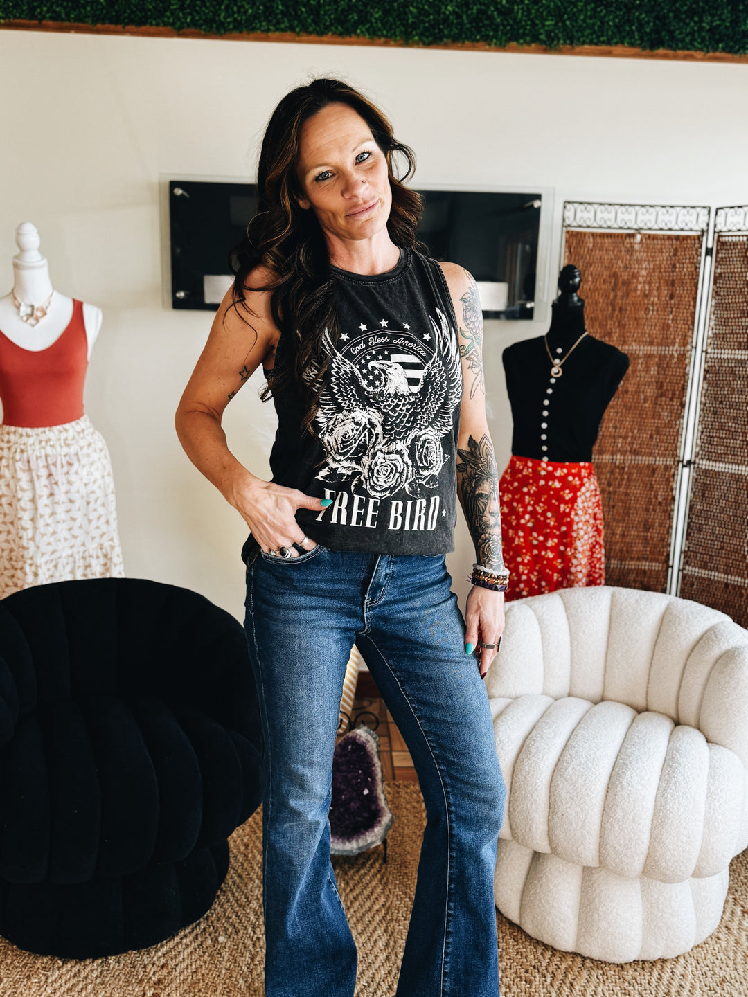 The Free Bird Graphic Tank (Black)