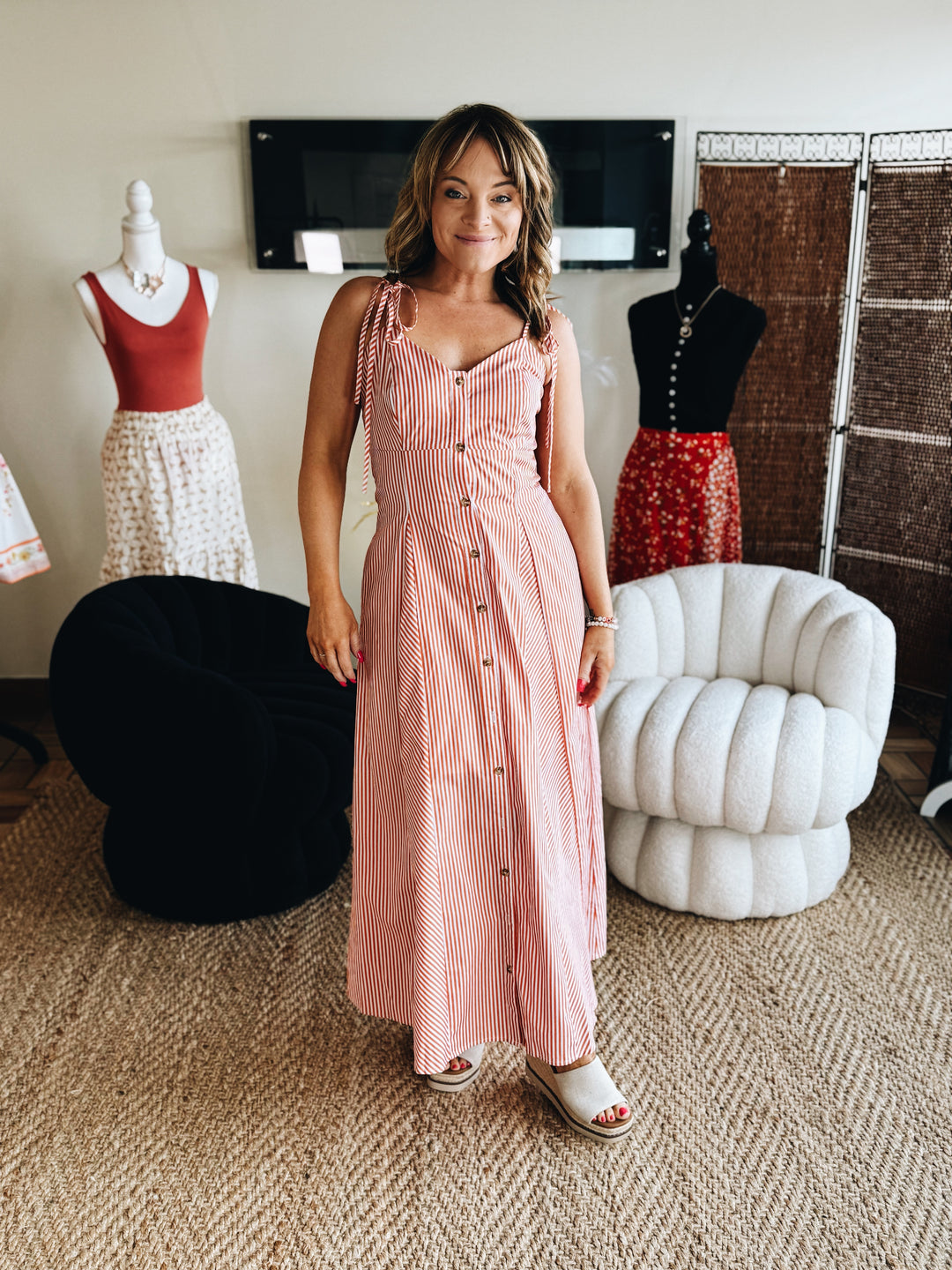 The Sunset Stripe Midi Dress