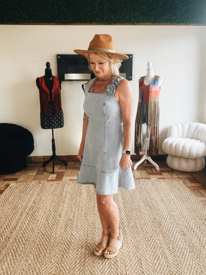 The Petal Structure Denim Dress