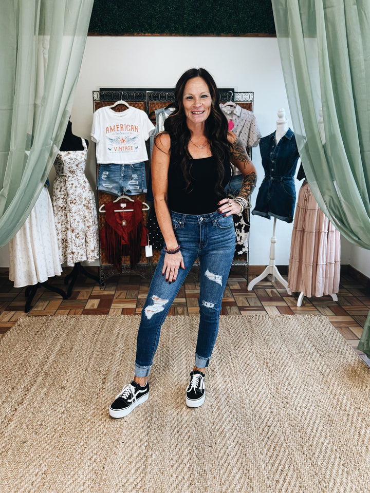 The Fray Forward – Light Wash Mid-Rise Ripped Jean