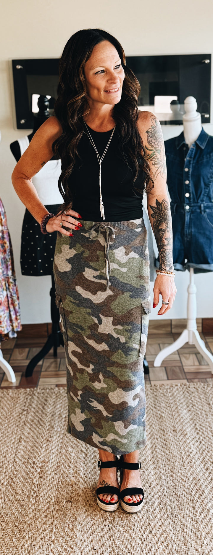 Break Rank Camo Midi Skirt