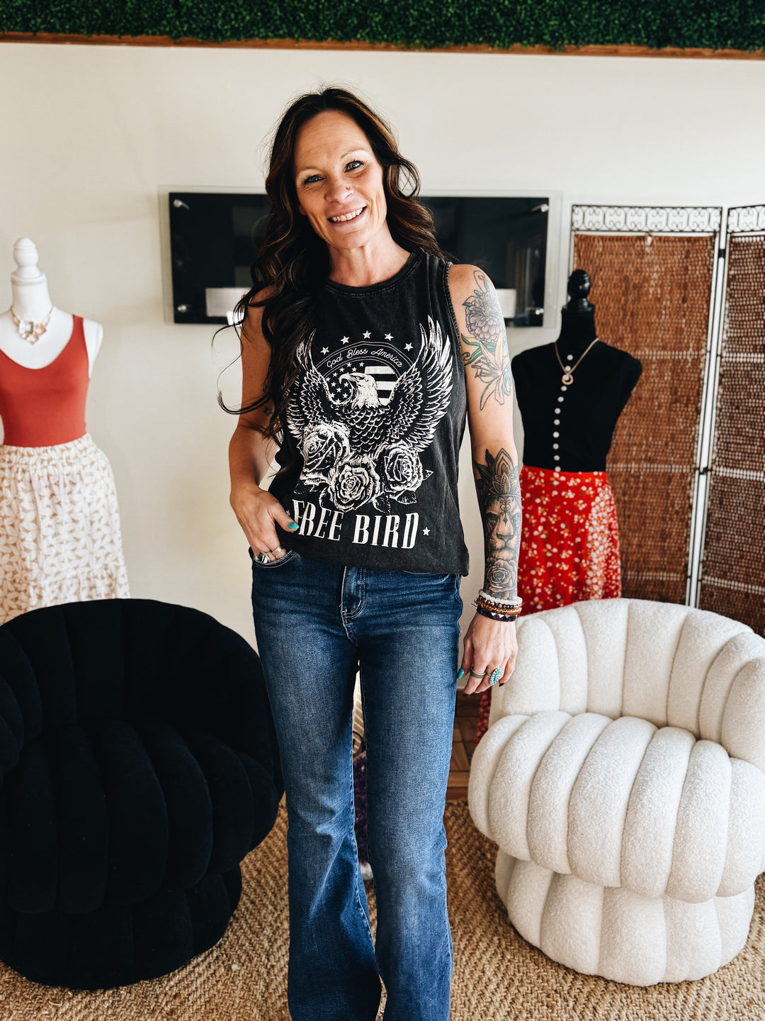 The Free Bird Graphic Tank (Black)