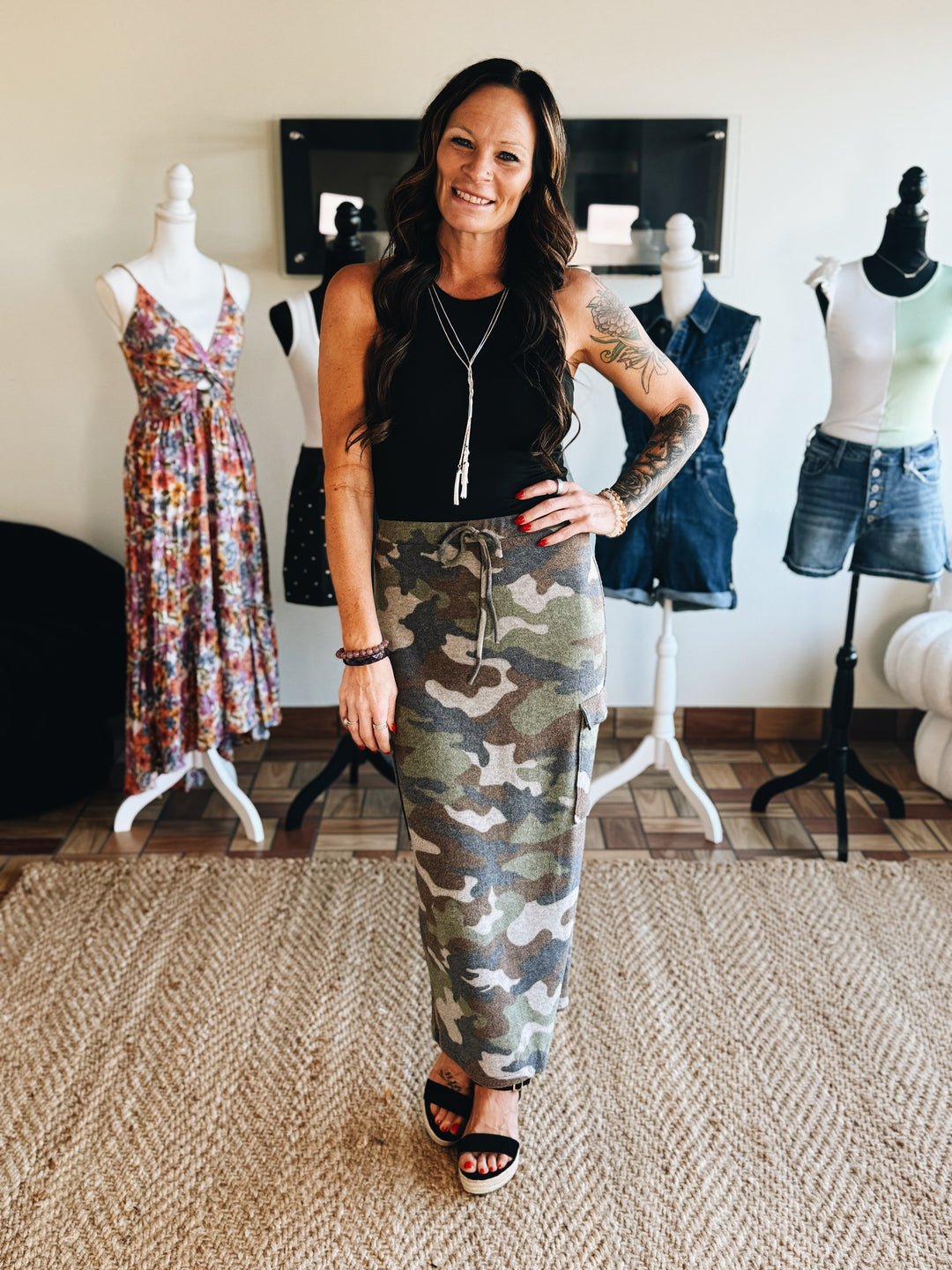 Break Rank Camo Midi Skirt