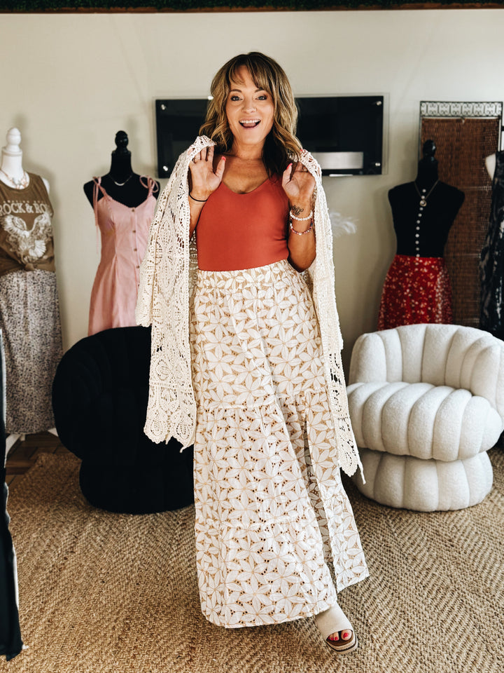 The Sandstone Eyelet Midi Skirt
