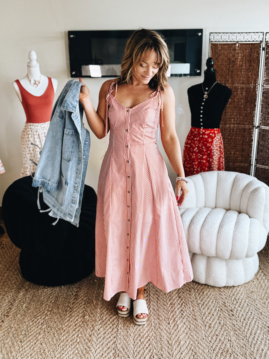 The Sunset Stripe Midi Dress