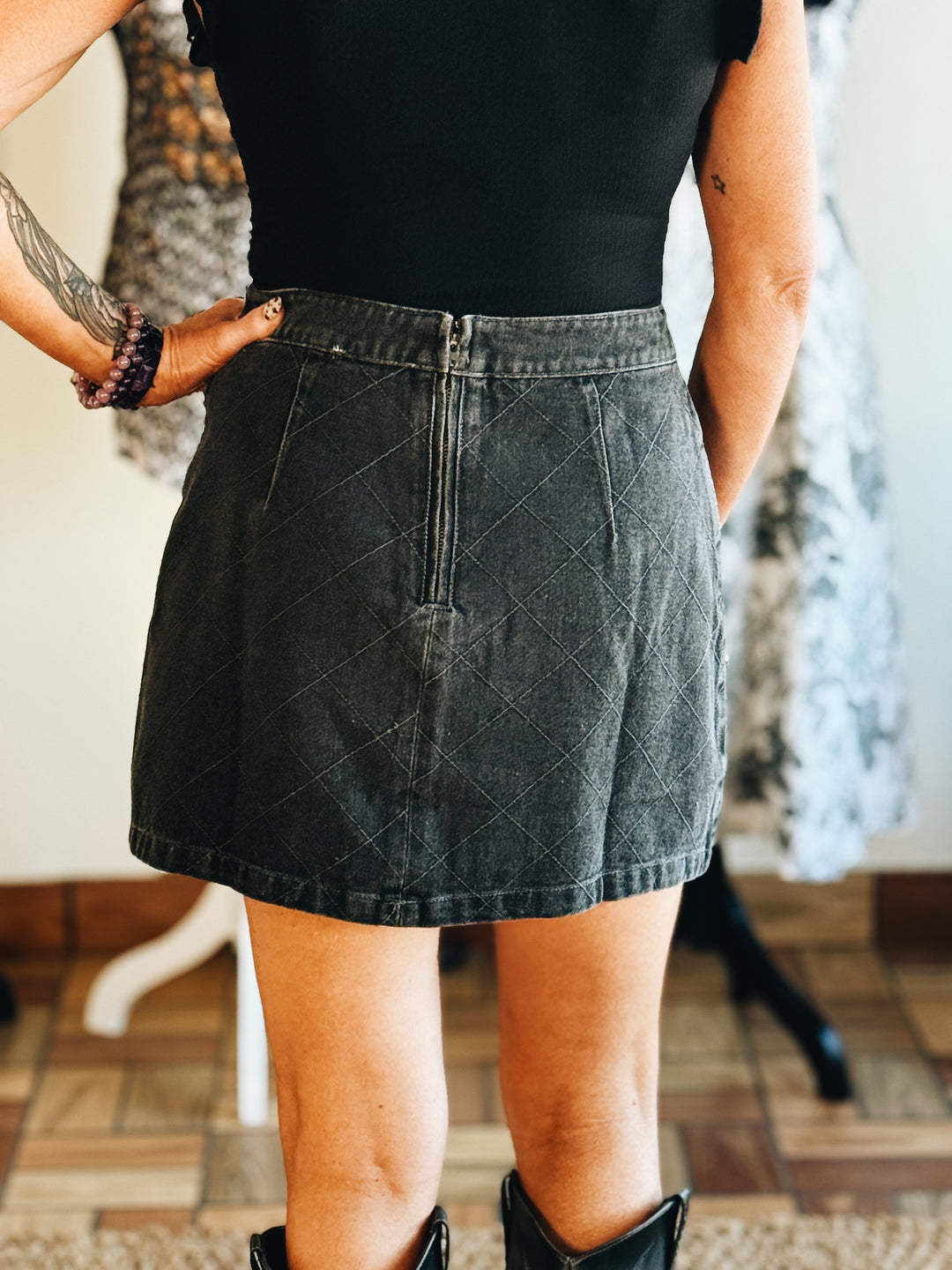 Onyx Stud Grid Skirt
