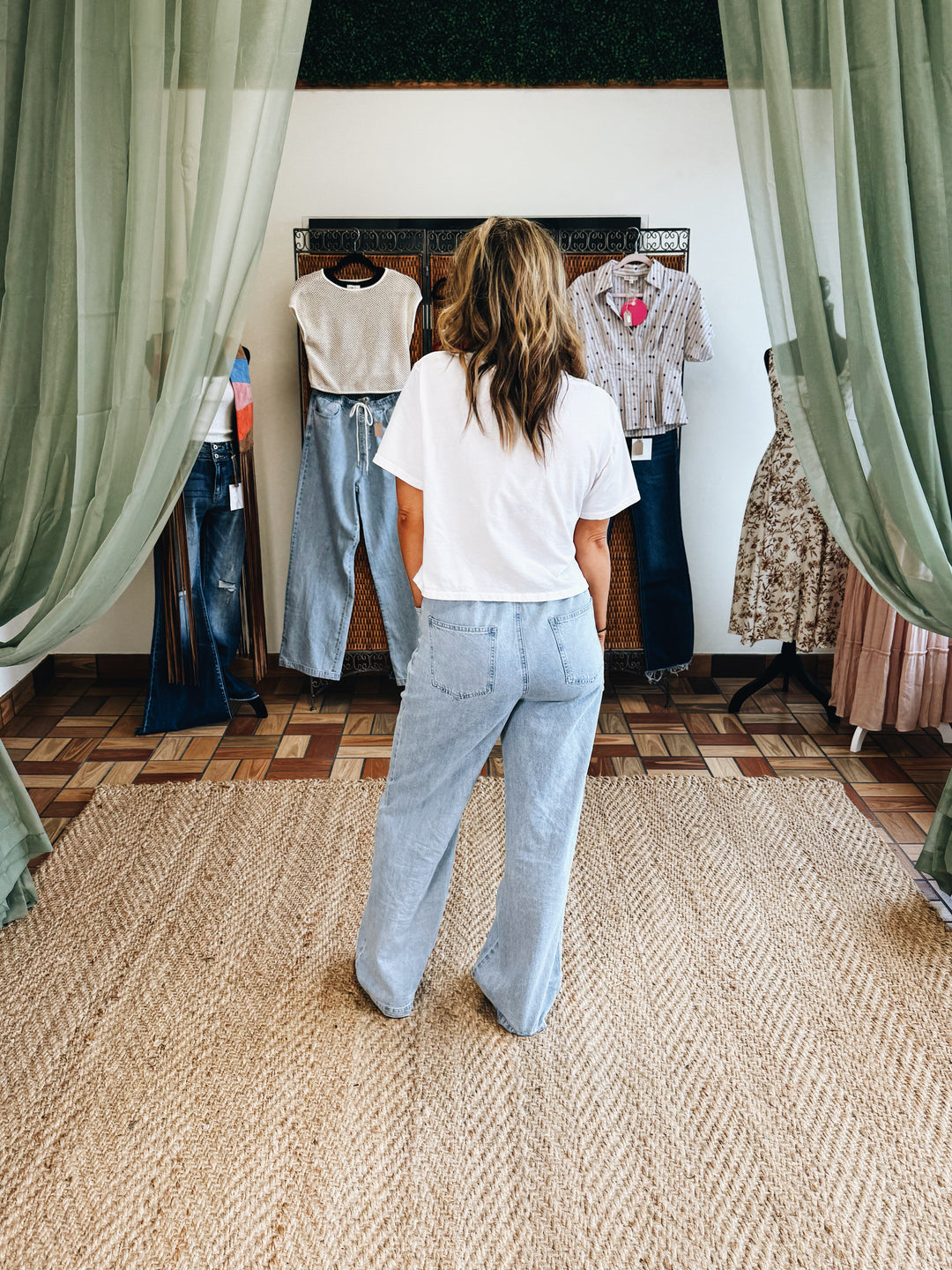 Boardwalk Blue Pull-On Wide-Leg Denim Pant
