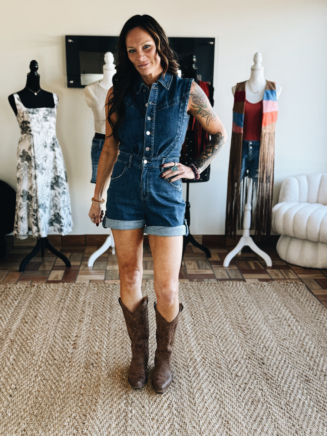 The Westline Denim Romper