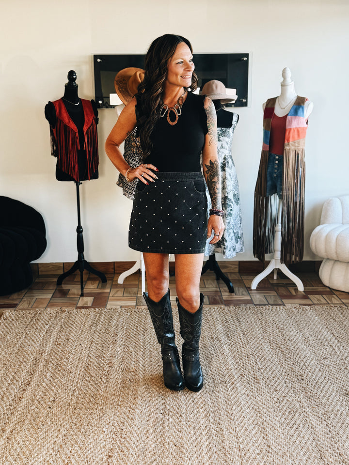 Onyx Stud Grid Skirt
