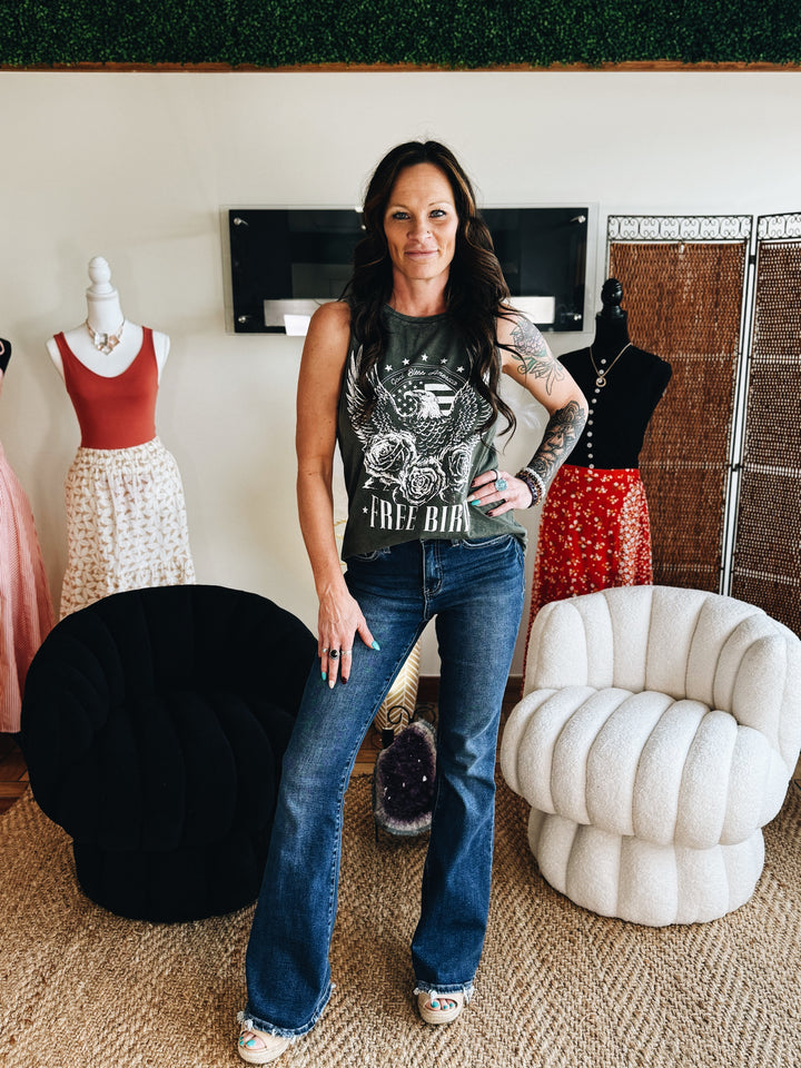The Free Bird Graphic Tank (Olive)