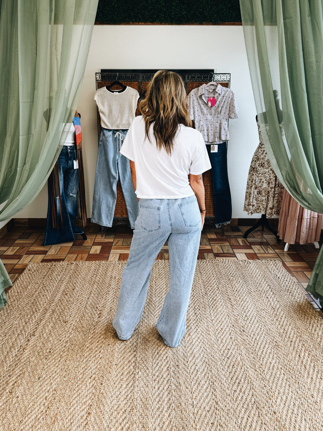 Boardwalk Blue Pull-On Wide-Leg Denim Pant