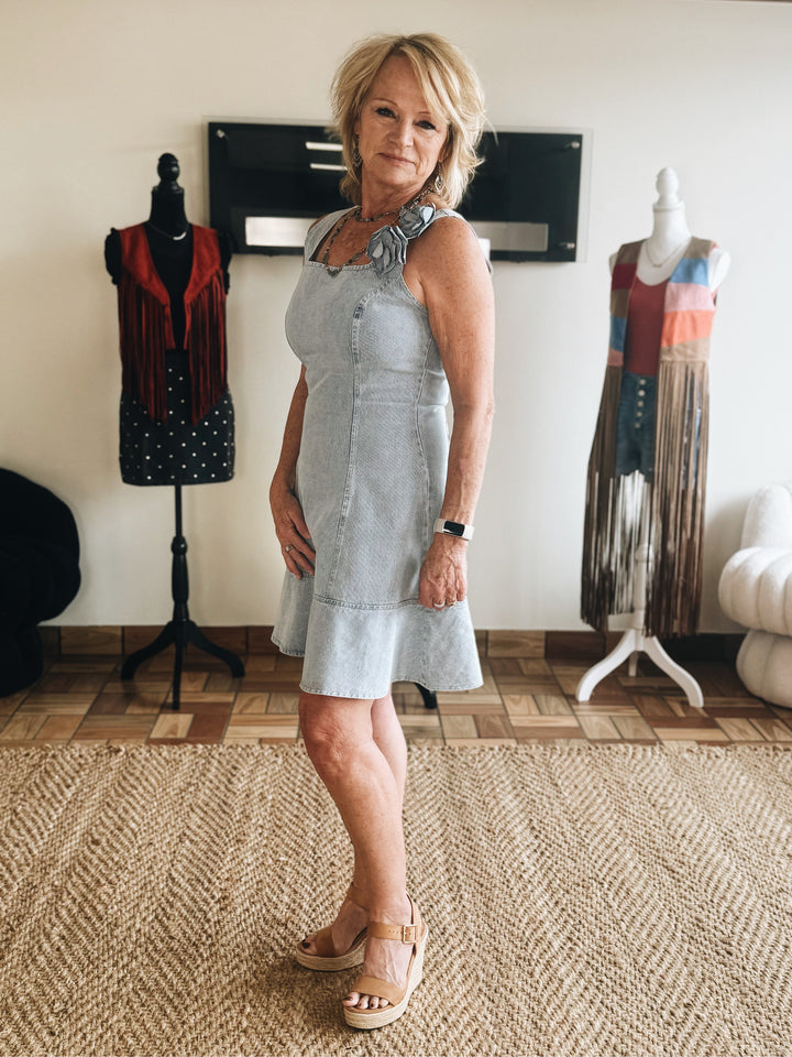 The Petal Structure Denim Dress
