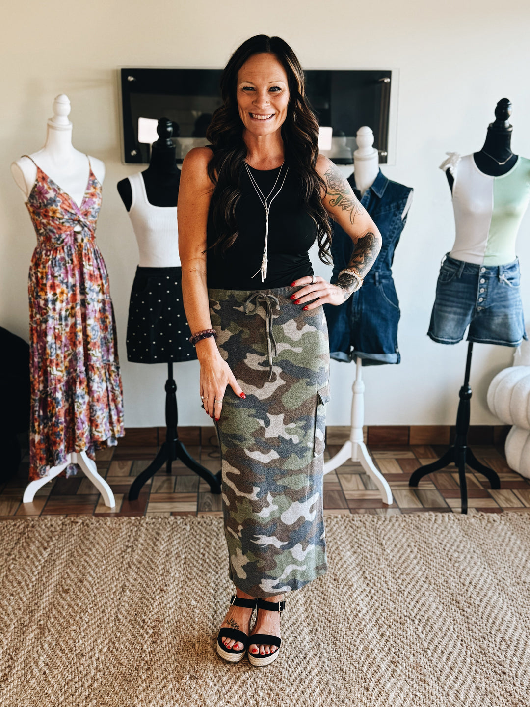 Break Rank Camo Midi Skirt
