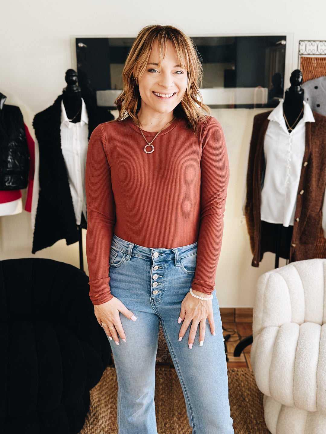 The Steady Flame Bodysuit (Color: Mineral Red)