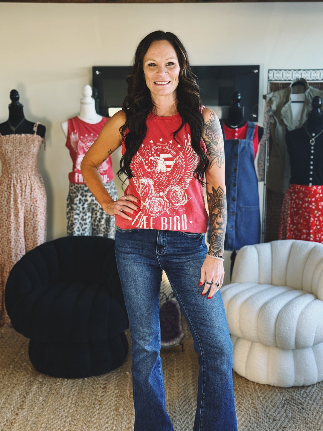 The Free Bird Graphic Tank (Red)