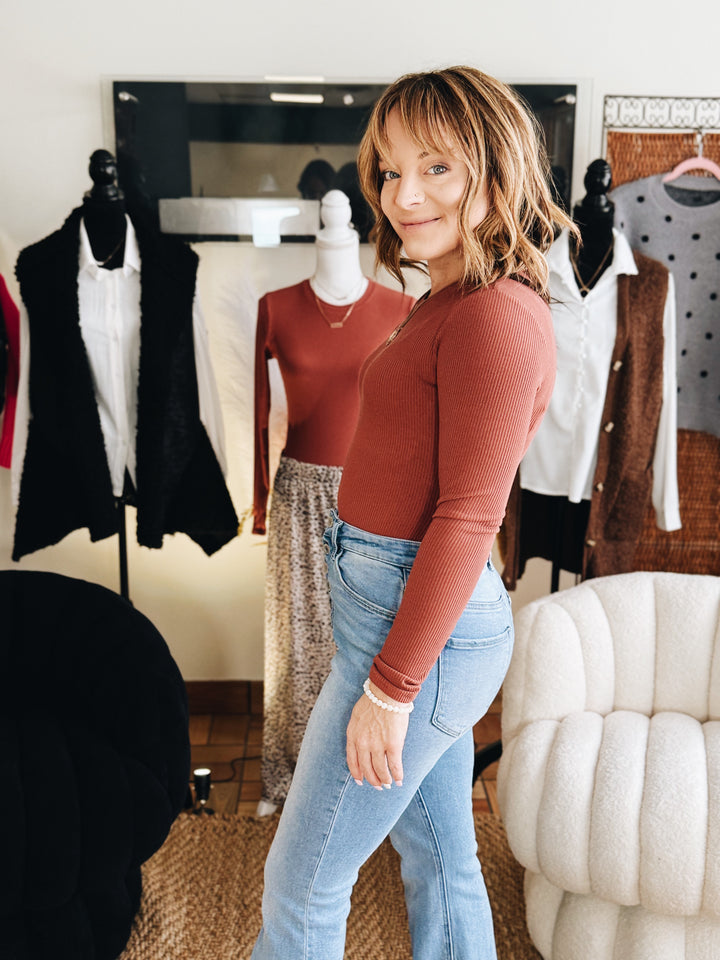 The Steady Flame Bodysuit (Color: Mineral Red)