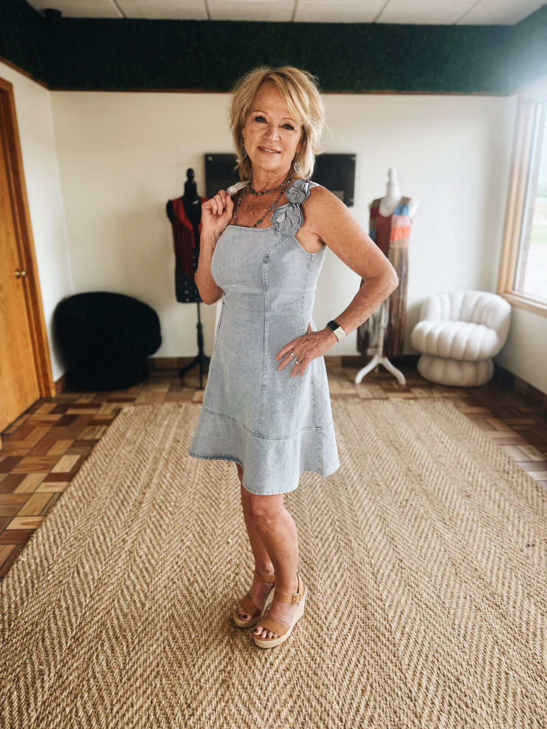 The Petal Structure Denim Dress