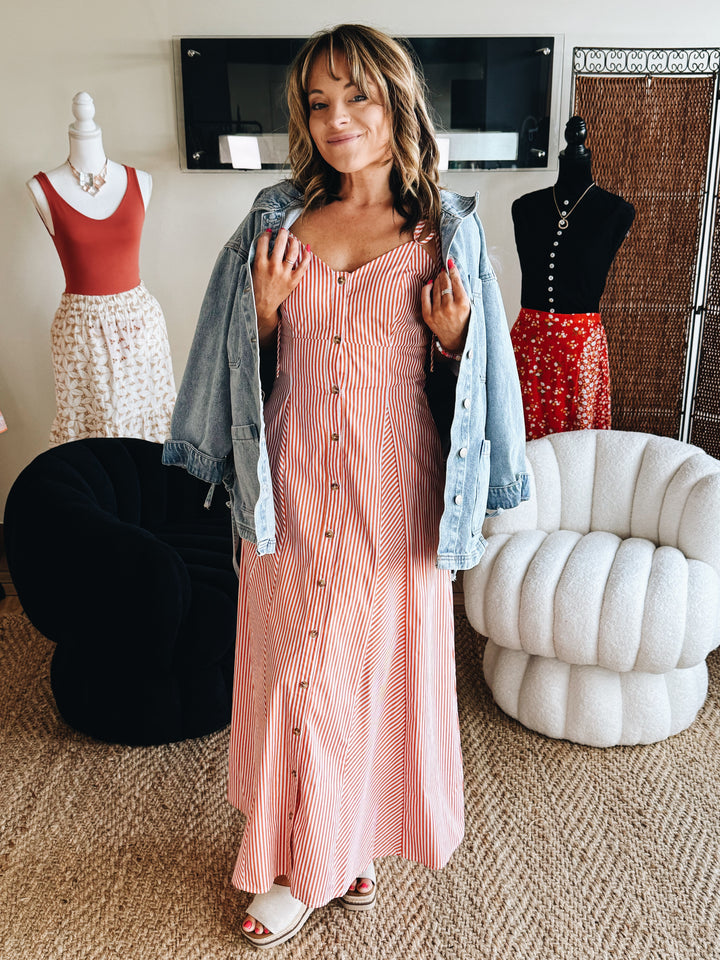 The Sunset Stripe Midi Dress