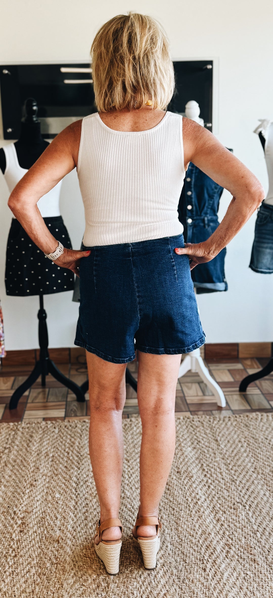 Unraveled Denim Midi Skort