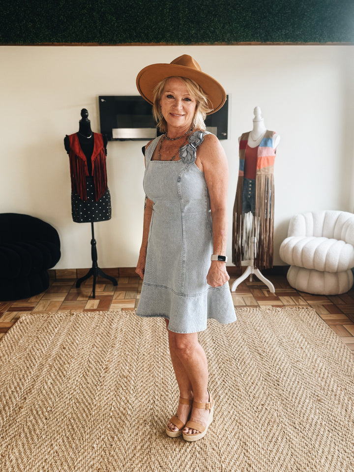 The Petal Structure Denim Dress
