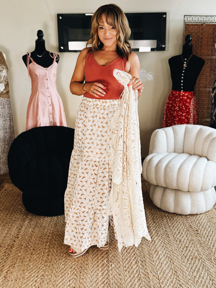 The Sandstone Eyelet Midi Skirt