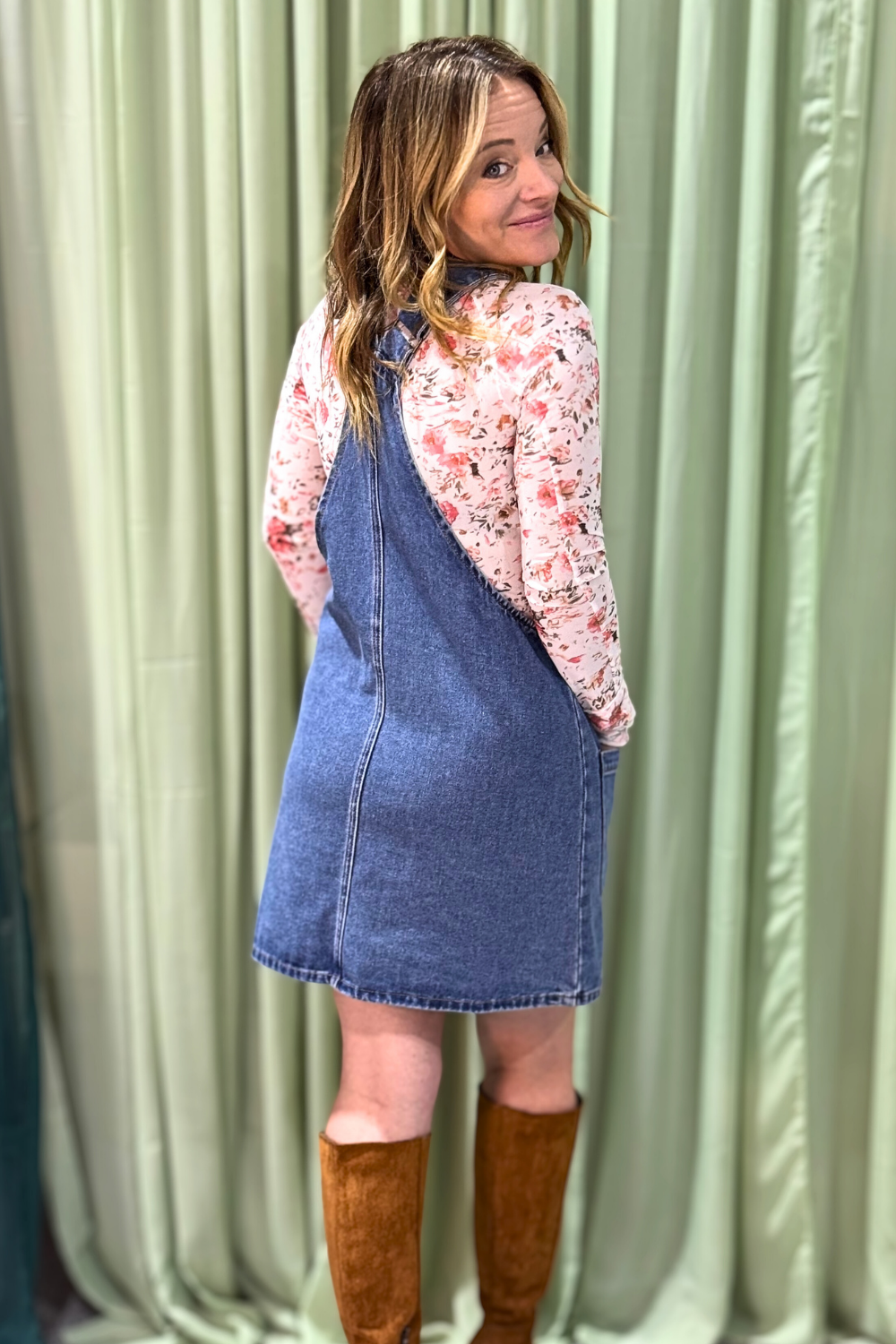 The Earthplay Dress – Wide Strap Denim Mini