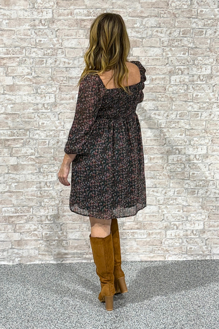 The Fieldlight Dress – Ruched Floral Mini