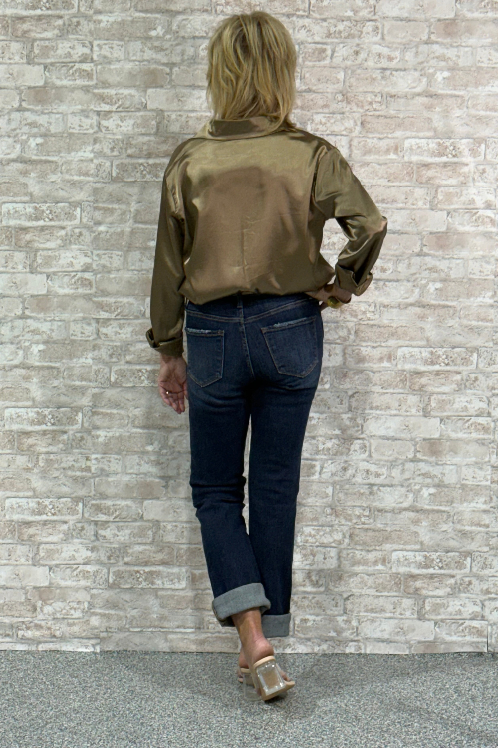 The Reset Point-Satin Button-Up Blouse