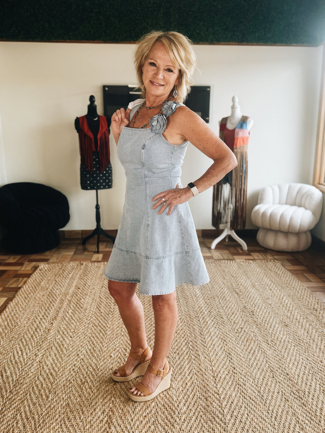 The Petal Structure Denim Dress