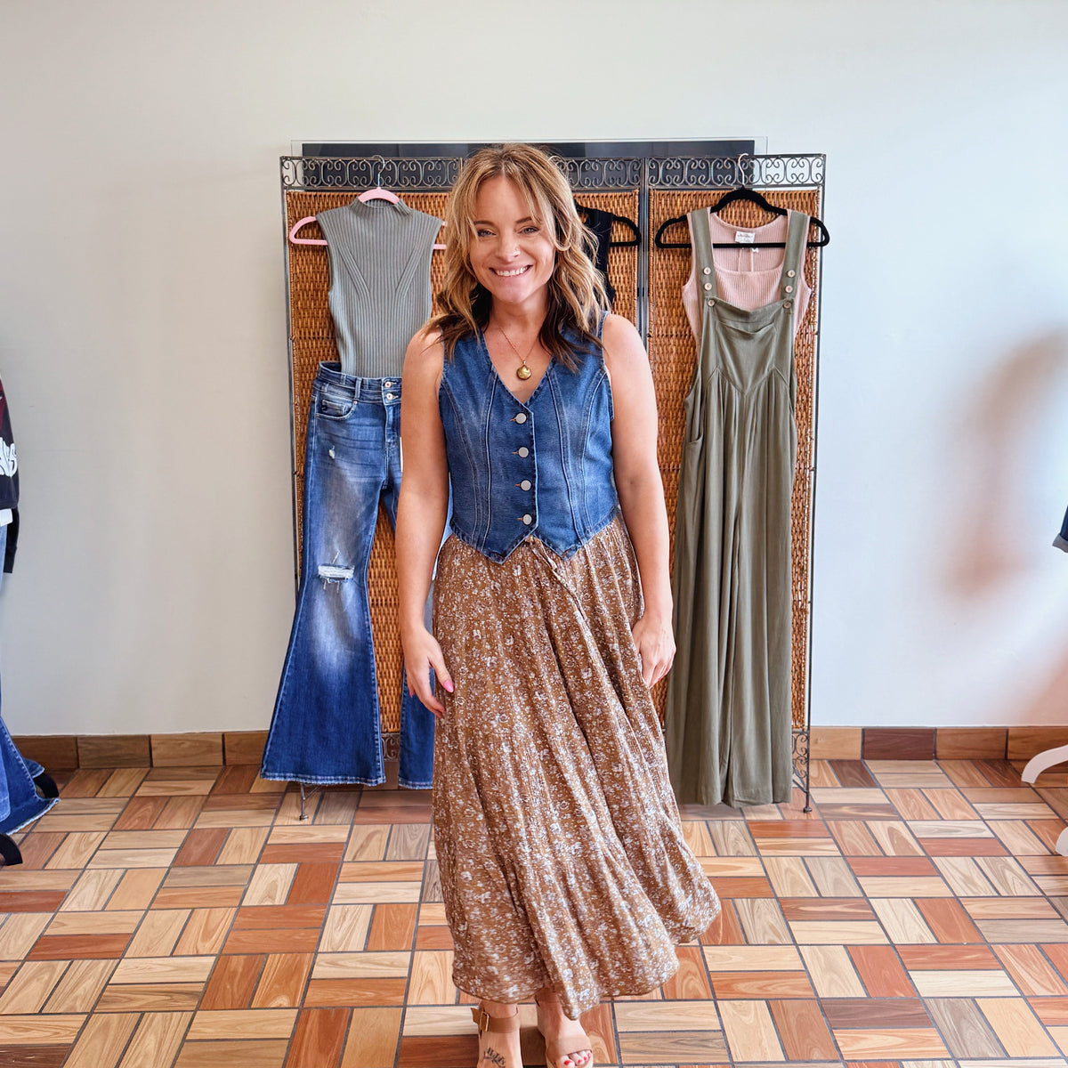 Soft skirt and light layered outfit