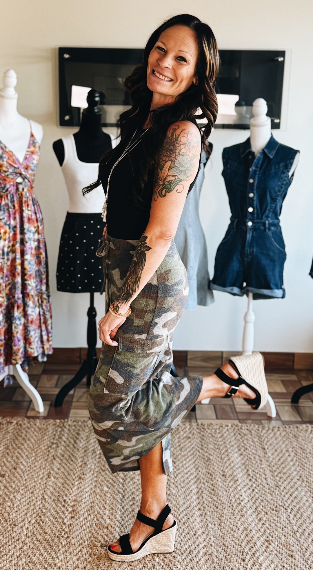 Break Rank Camo Midi Skirt