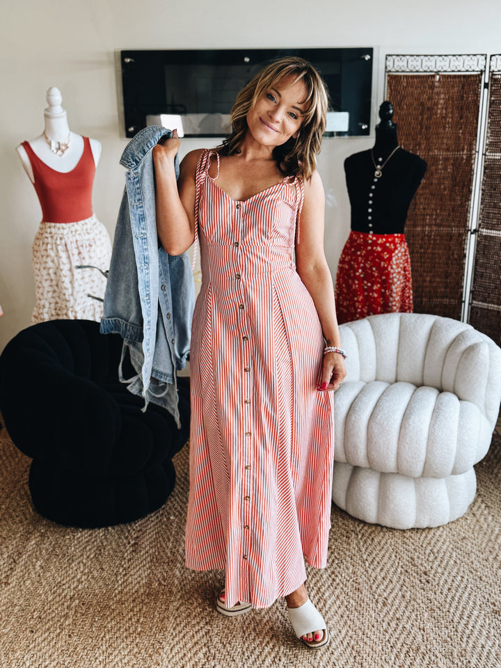 The Sunset Stripe Midi Dress