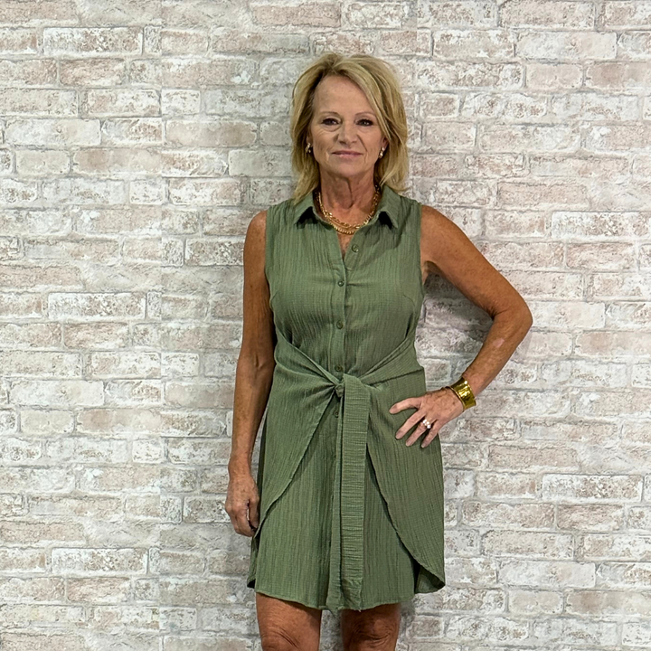 The Held Shape -Textured Belted Mini Dress