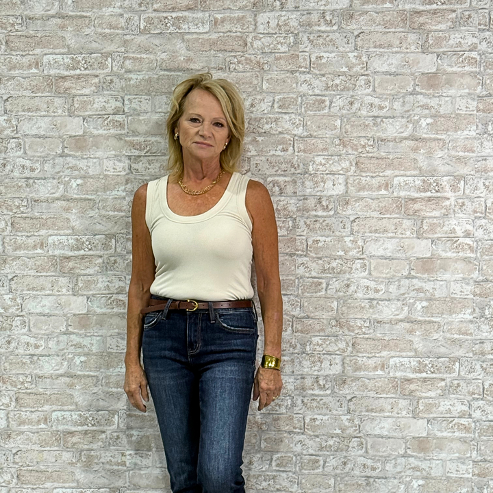 The Edited One-Ivory High-Neck Ribbed Tank